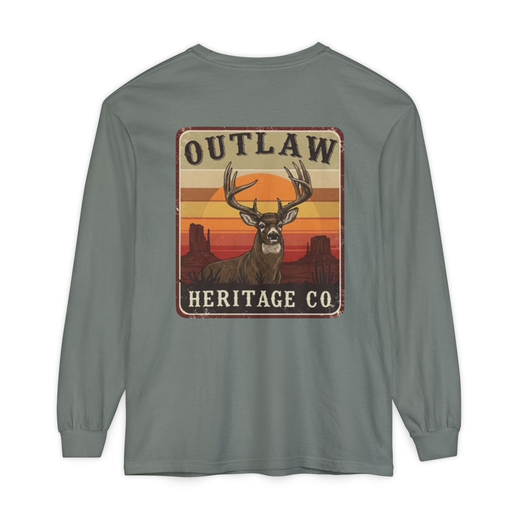 Buck Outlaw Heritage Co. Unisex Garment-dyed Long Sleeve T-Shirt