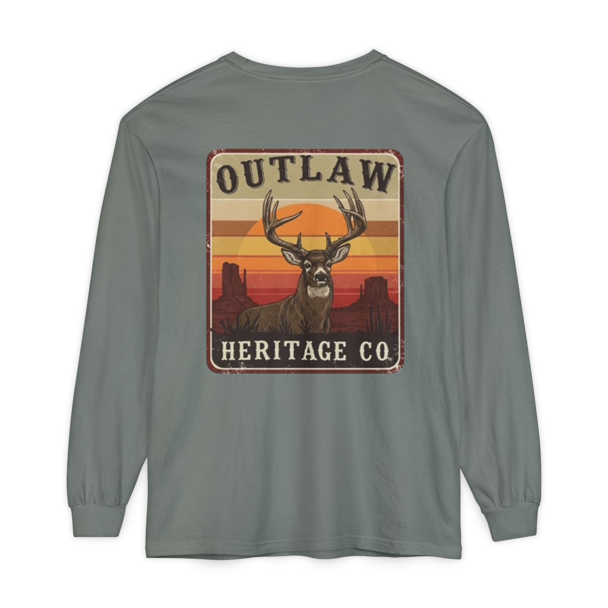 Buck Outlaw Heritage Co. Unisex Garment-dyed Long Sleeve T-Shirt